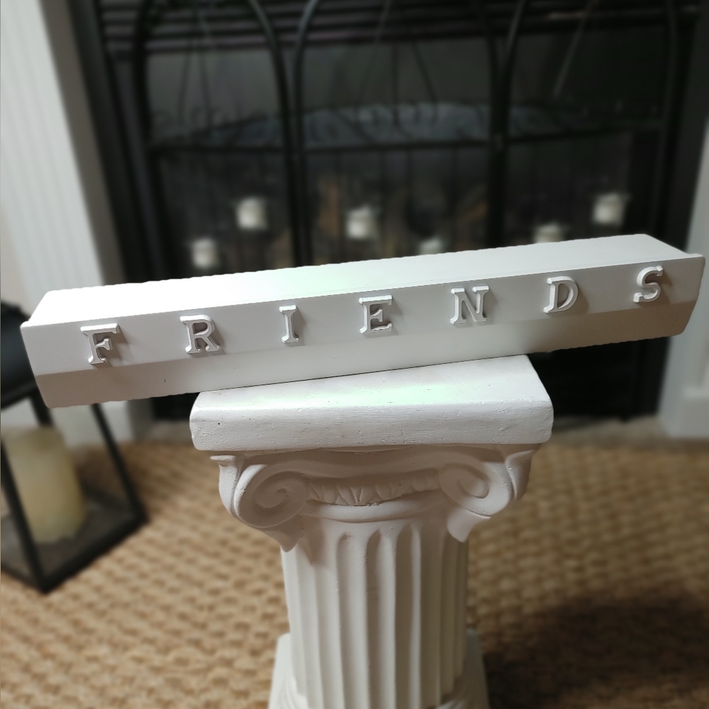 "FRIENDS" 18" FLOATING WALL SHELF, WHITE